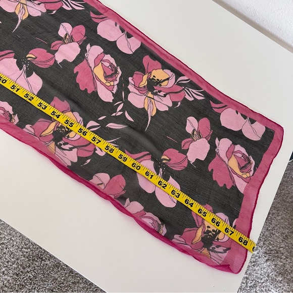 Vintage Silk Scarf Floral Sheer One Size - Picture 8 of 8
